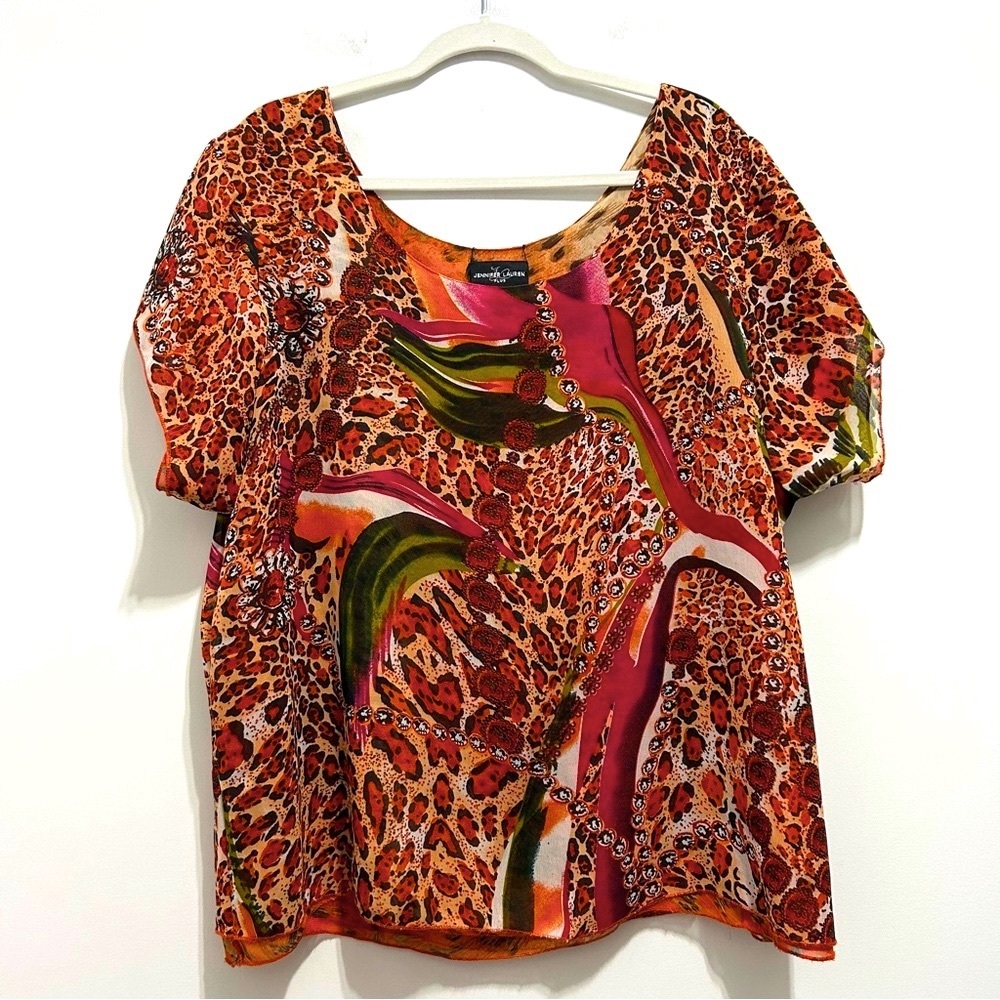 Jennifer Lauren Plus Women’s Multicolor Blouse with Relaxed Fit